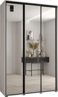 Produktbild von MEBLE KRYSPOL Davos 2 Schrank, drei Türen - 235,2x150x45 cm - Weiß Weiß Schwarz