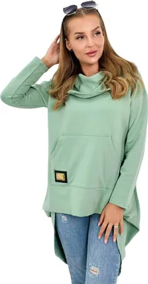 Produktbild von Dunkelmintfarbenes Longback-Kapuzensweatshirt