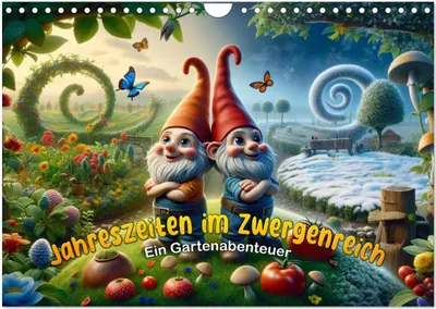 Produktbild von Jahreszeiten im Zwergenreich: Ein Gartenabenteuer (Wandkalender 2026 DIN A4 quer), CALVENDO Monatskalender