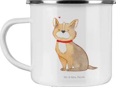 Produktbild von Mr. & Mrs. Panda Pott Hund Glück - Weiß - Geschenk, Süß, Teetasse, Sprüche, Herz, Liebe, Campingbecher, Haferl, becher emaille, Spruch, Tasse