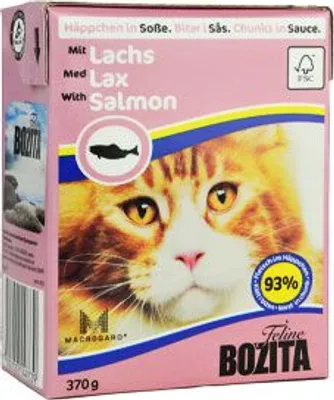 Image de Bozita 370 g x 6, bouchées pour chat à la sauce au saumon