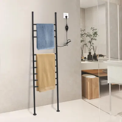 Immagine prodotto di Scaldasalviette da bagno - Scaldasalviette elettrico/radiatore per asciugamani - Acciaio inossidabile - Display digitale - Controllo intelligente della temperatura e timer - Nero