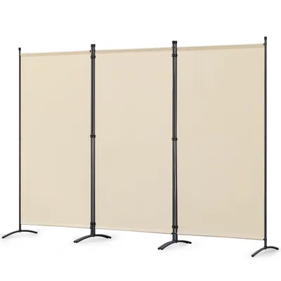 Obrázok produktu pre Angel Living 3-dielny paravan, ochrana pred pohľadmi, záves na balkón, ochrana pred pohľadmi na balkóne, paravan, deliaca stena, béžová, 243 x 180 cm