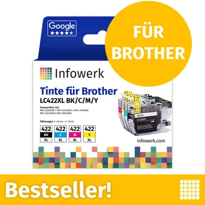 Produktbild von Tintenpatronen für Brother LC422XL, Multipack (BK/C/M/Y), 9 Stück