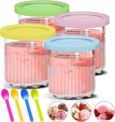 Produktbild von Eiscremebehälter, Ninja Creami Pints, Ersatzbecher kompatibel mit Ninja NC500 NC501-Serie, 680 ml, BPA-frei und spülmaschinenfest, 4er-Set