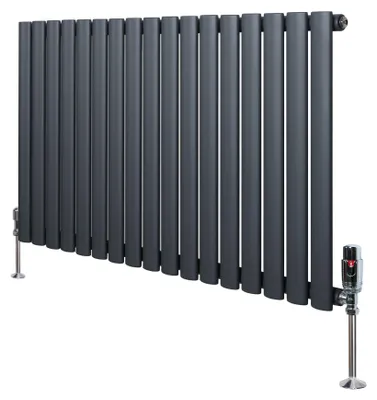 Produktbild von Gliederheizkörper mit TRV Chromventile – 600mm x 1020mm – Anthrazitgrau