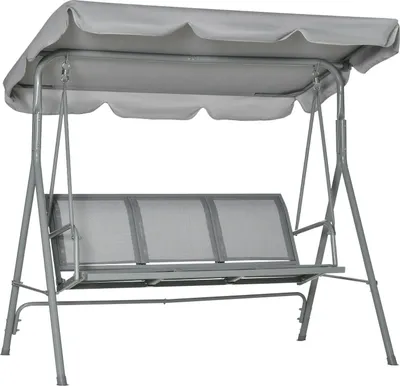 Produktbild von Hollywoodschaukel 3-Sitzer Gartenschaukel Schaukelbank Mit Dach Metall Grau+Silber 170 X 110 X 153 Cm