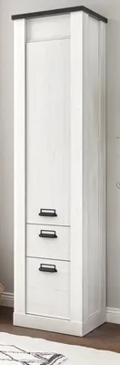 Produktbild von Bad Hochschrank "Stove" weiß Pinie anthrazit Badschrank 51 x 201cm