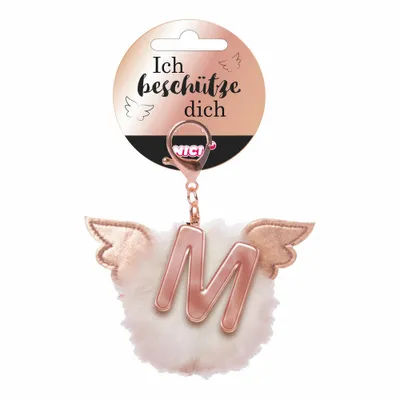 Produktbild von NICI Schutzengel Schutzbommel ABC-Anhänger, Buchstabe M, Taschenanhänger, Schlüsselanhänger, Bommel mit Flügeln, Plüsch, 46982
