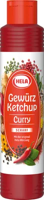 Produktbild von Hela Gewürz Ketchup Curry scharf mit Pfeffer Chili und Paprika 500ml
