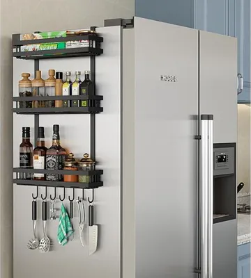 Produktbild von 360Home Kühlschrank Regal Gewürzregal Hängeregal trag bis zu 30kg Schwarz