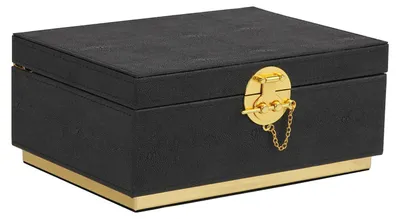 Dekorative Aufbewahrungsbox aus Kunstleder, 27,9x20,3x12,2 cm, schwarz