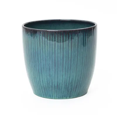 Produktbild von Hometopia Keramik Blumentopf Groß, Ø30xH28cm Round Übertöpfe Außen & Innen, Massiver Pflanzkübel mit Drainage-Loch ideal für Wohnzimmer und Balkon