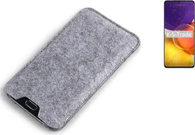 Produktbild von K-S-Trade Filz Handyhülle kompatibel mit Samsung Galaxy F02s Schutzhülle Filztasche Filz Tasche Case Sleeve Handy Hülle Filzhülle grau