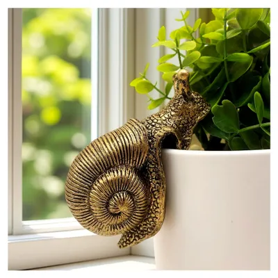 Produktbild von Vintage Bronze Kletterschnecke Statue für Blumentöpfe und Vasen