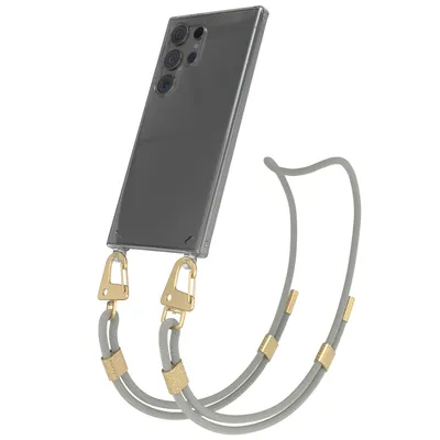 Produktbild von EAZY CASE Handykette für Samsung Galaxy S24 Ultra, Transparente Silikonhülle mit Band, Clear Case, abnehmbar in  Beige