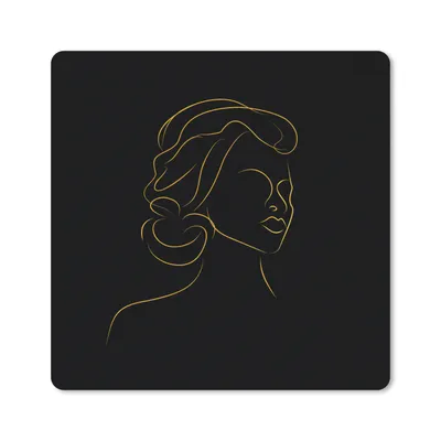Produktbild von MuchoWow® Mauspad Mousepad Frau - Schwarz - Gold - Strichzeichnung 20x20 cm - Mousepads - Maus Mat - Pad - Mausunterlage - Desk Mat - Bureauartikeln