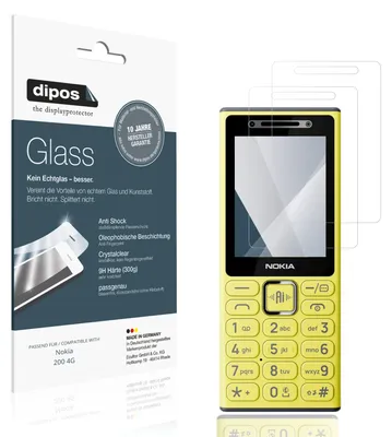 Produktbild von 2x Schutzfolie für Nokia 200 4G - Anti-Shock 9H Folie dipos Glass Kunststoffglas