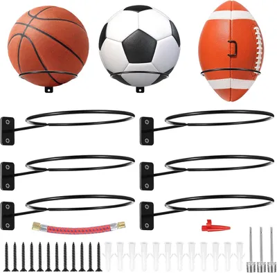 Imagen del producto de Soporte para 6 balones, de metal, color , para baloncesto, fútbol, rugby y voleibol