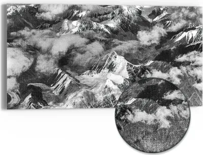 Produktbild von DEQORI Hybrid Leinwand Bild 60x30 cm 'Gipfel im Nebel' Wandbild Glas flach modern