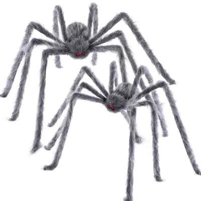 2er-Set 1,52 m Halloween-Spinne, haarige graue Riesenspinne, Deko