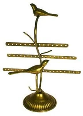 Productafbeelding van Oorbellenhouder "Meander" met vogeltjes, goudkleurig, 28x13x36,5 cm