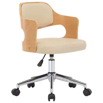 Image de vidaXL Chaise de salle à manger pivotante Crème Bois courbé et similicuir