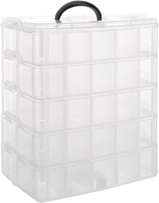 Produktbild von Sortierbox 24,5 x 16,5 x 30,2 cm, 5 Etagen, transparente Kunststoffbox mit Griff für Spielzeug