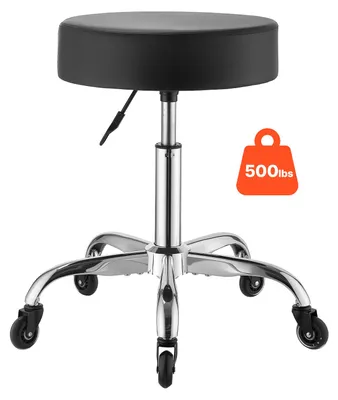 Productafbeelding van VEVOR Rolstoel, 226,8 kg, kantoel met stille wielen, draaistoel met verstelbare hoogte, ergonomische zitting van Polyurethanleer met dikke vulling, 360° draaibaar, geschikt voor salon, kliniek en dokterspraktijk