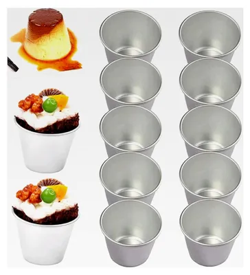 Produktbild von Puddingformen, 10 Stück Aluminium-Muffinformen, Dariol-Formen, antihaftbeschichtet, Mini-Backförmchen
