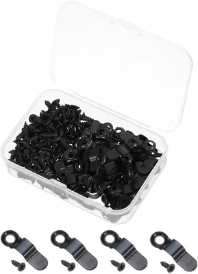 Obrázok produktu pre Držiaky na fotolamielky z ocele, 100 kusov, 23 mm x 7 mm, s čiernymi otočnými gombíkmi