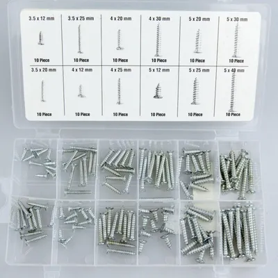 Produktbild von Holzschrauben Set 120tlg. Kreuzschlitz Spanplattenschrauben Sortiment
