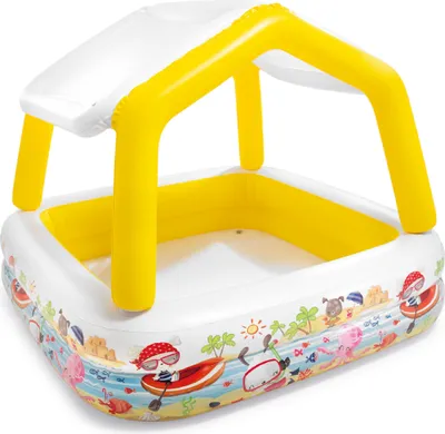 Produktbild von aufblasbares Schwimmbecken mit Sonnendach 157 x 157 x 122 cm gelb