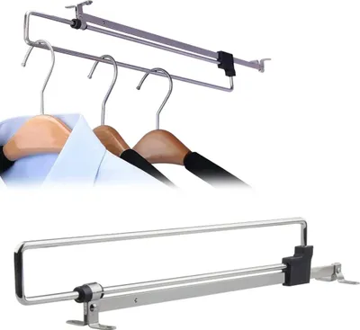 Produktbild von Ausziehbare Kleiderstange, Edelstahl Schrankstange, Kleiderstange, Verstellbarer Kleiderschrank Kleiderstange, Herausziehen der Kleiderbügel, Teleskopschrankrohr, 25 cm