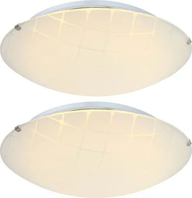 Produktbild von 2er Set LED Deckenleuchte, Glas gemustert, Chrom, D30 cm