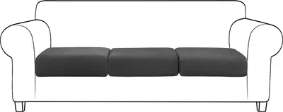 Produktbild von Topchances Samt Sofa Sitzkissenbezug, Elastischer Couch-Kissenbezug 3 Stück Sofakissen Schonbezug Sofasitzbezug Sofa Husse (Schwarz,3 Sitzer)