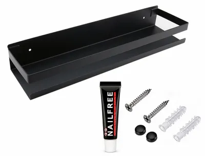 Image de Solidchoice - Étagère murale sans perçage, organisateur en acier inoxydable de 40 cm pour cuisine et salle de bain