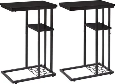 Produktbild von Famanu Beistelltische - Industrielle Tische - Schwarz - 2 Stück - 40x26x61,5 cm - Schwarz
