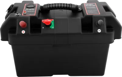 Image de Boîte de rangement pour batteries - Boîte à batteries multifonctionnelle - Avec ports USB - Écran LED - 44 x 24,5 x 27 cm - Pour voiture/bateau/camping - Noir