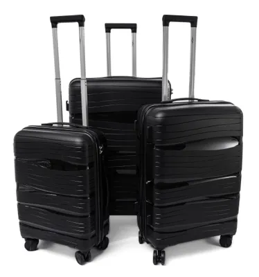 Produktbild von RGL PP3 Kofferset Reisekofferset Trolleyset Polypropylen 3in1 Koffer Set 3tlg XXL XL L Farbe: Schwarz