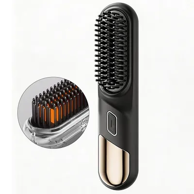 Produktbild von Kabelloser Glättkamm,Mini-Glätteisen,keramischer Heiztechnik,4 Temperaturstufen,Ionen-Haarpflege,doppelt so schnelles Glätten für bequemeres Styling