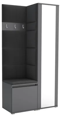 Produktbild von Garderobe LUTON 6 ANTHRACITE 16– Farbe: Anthrazit, moderner Schrank 40x95x186 cm, funktionale Lösung für den Flur, Garderobeschrank, Flurmöbel