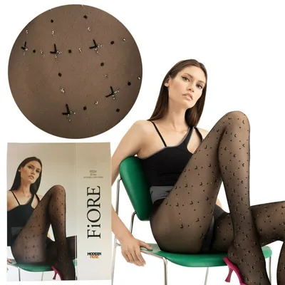 Produktbild von Schwarze gemusterte Strumpfhose mit Karomuster 20den 2 Black