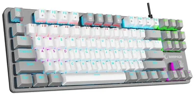 Imagen del producto de Rampage SNUGK14RS-WG, teclado mecánico RGB TKL para juegos, color rojo, diseño blanco y gris