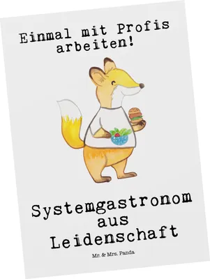 Produktbild von Mr. & Mrs. Panda Ansichtskarte Systemgastronom Leidenschaft - Weiß - Geschenk, Postkarte, bildkarte, Postkarten, Kunstkarten, Grußkarte