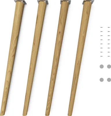 Produktbild von 4x sossai® Holzfüße rund - schräge Ausführung 71cm Eiche