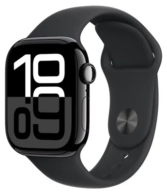 Image de Apple Watch Series 10 (GPS) 42mm aluminium diamant noir avec bracelet sport S/M noir