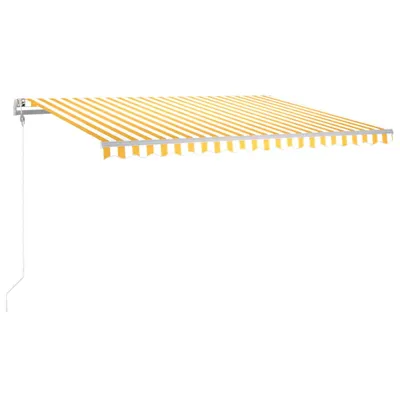 Image de vidaXL Store automatique avec LED & capteur de vent 450x300 cm Jaune/Blanc