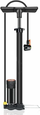 Zdjęcie produktu dla Pompa rowerowa - pompa powietrza - do napompowywania opon - z manometrem - 160 PSI - czarna
