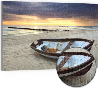 Produktbild von DEQORI Hybrid Leinwand Bild 90x60 cm 'Einsame Morgenstille' Wandbild Glas flach modern
